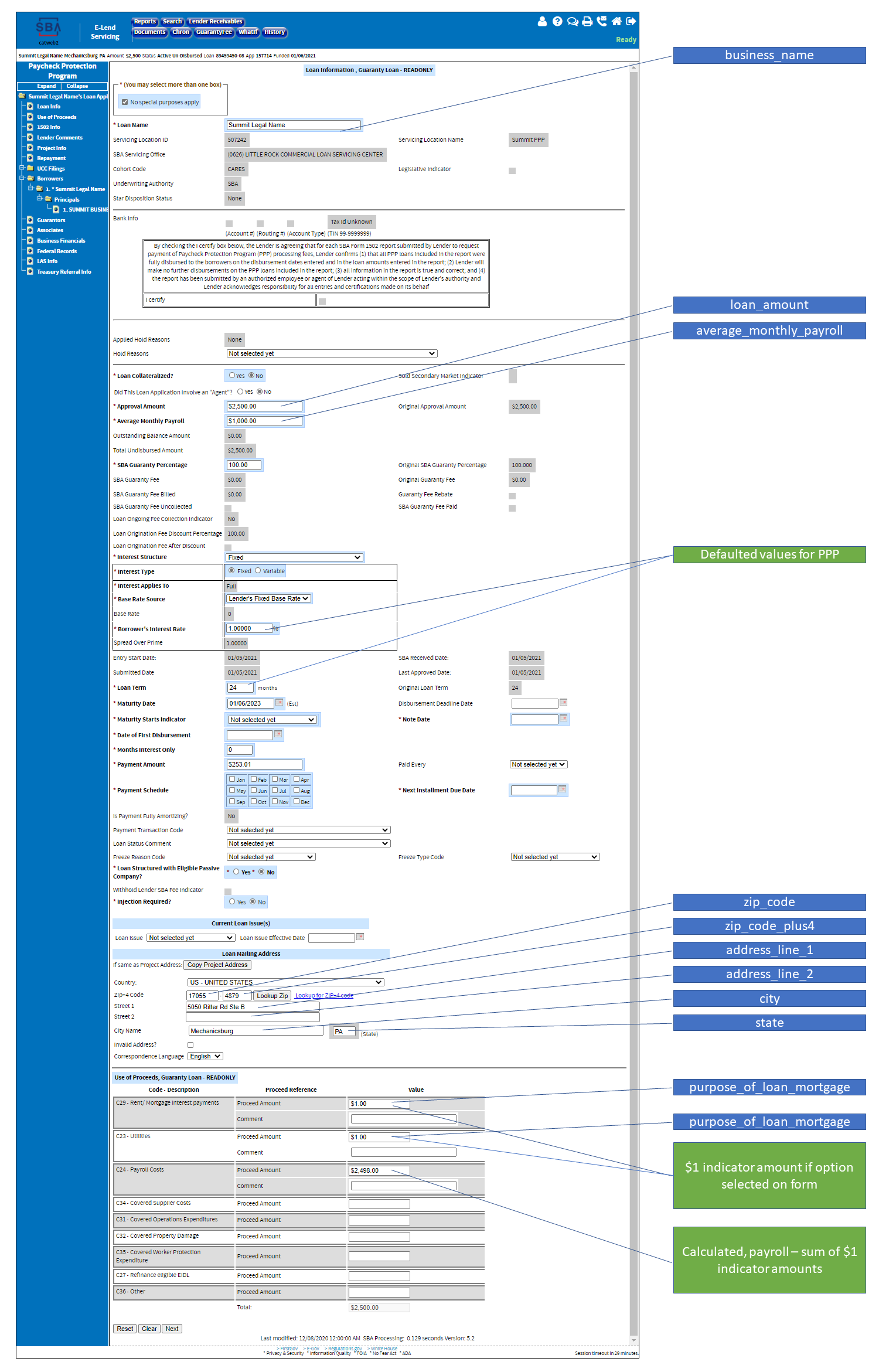 eTran Loan Info Mapping